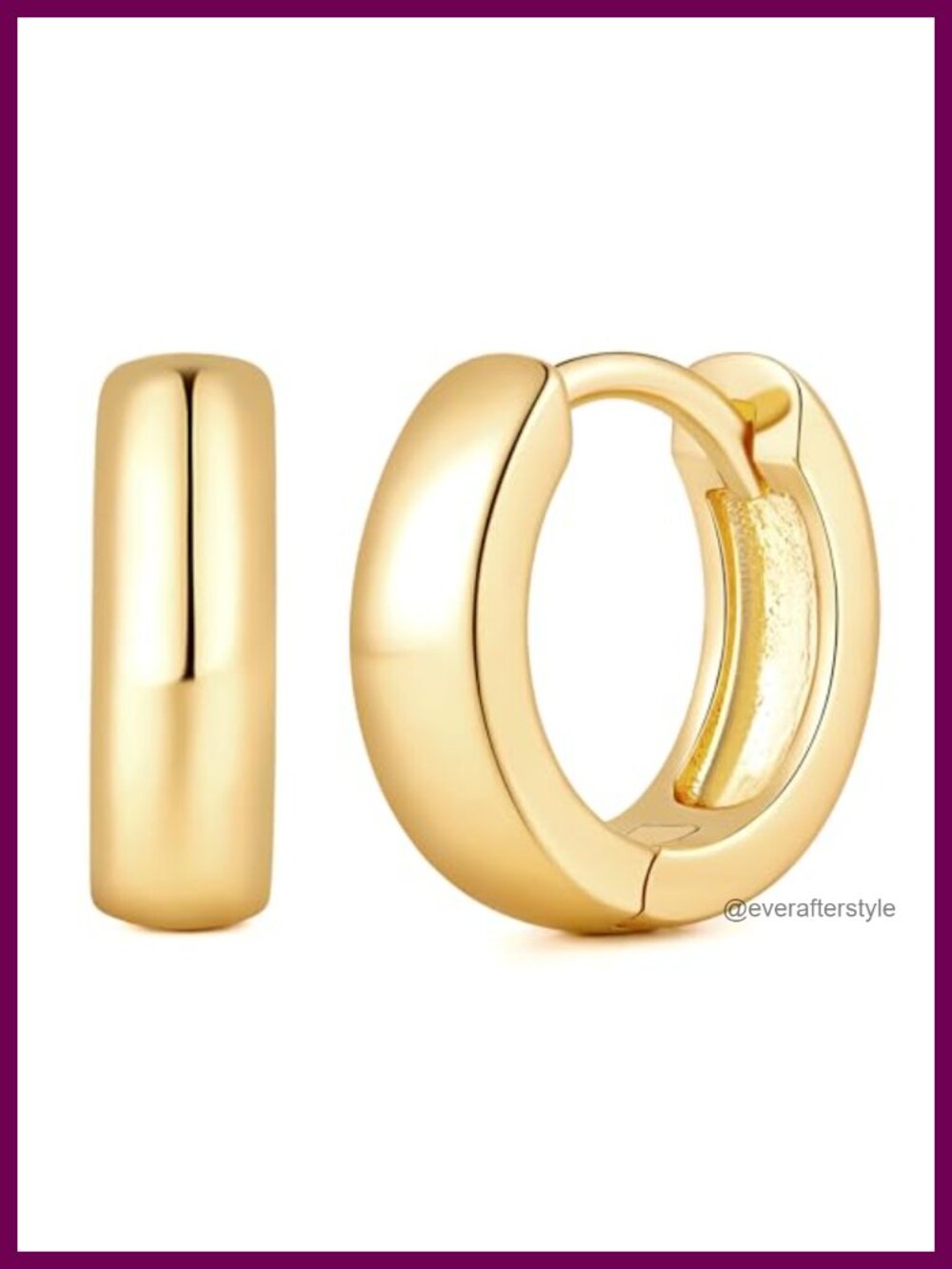 14K Gold Plated Chunky Hoop Earrings Hinged Hoop